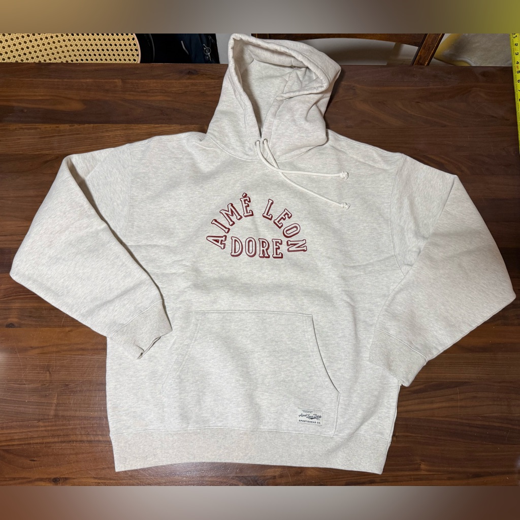 Aime Leon Dore Ald Aim Collegiate Logo Oatmeal Hoodie Sweatshirt Size Xl